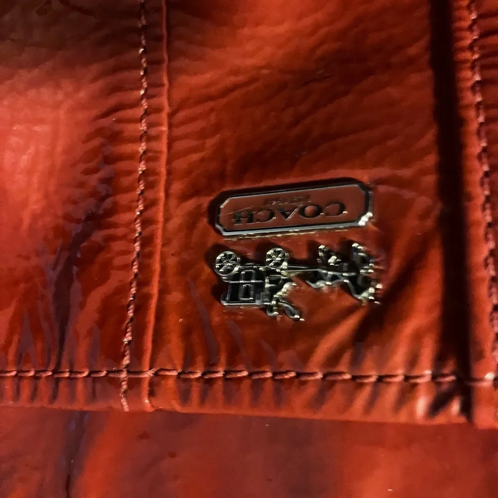 Coach , red patent shoulder bag.